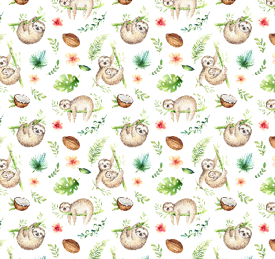 Store enrouleur occultant avec motif de paresseux et de plantes