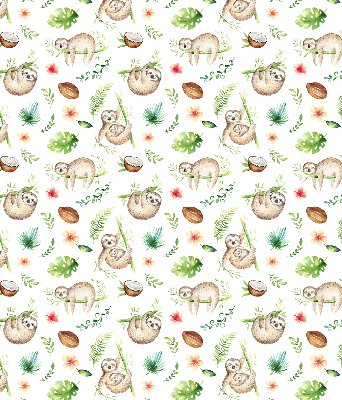 Store enrouleur occultant avec motif de paresseux et de plantes