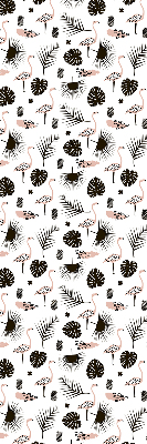Store occultant fenetre avec flamants roses et feuilles