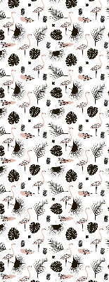 Store occultant fenetre avec flamants roses et feuilles
