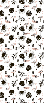 Store occultant fenetre avec flamants roses et feuilles