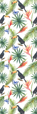 Store enrouleur occultant avec motif toucans sur les fleurs