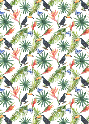 Store enrouleur occultant avec motif toucans sur les fleurs
