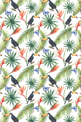 Store enrouleur occultant avec motif toucans sur les fleurs