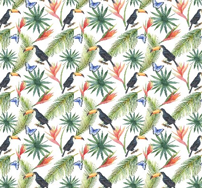 Store enrouleur occultant avec motif toucans sur les fleurs