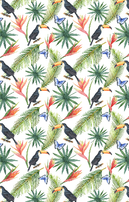 Store enrouleur occultant avec motif toucans sur les fleurs