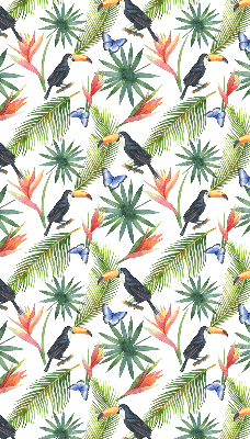 Store enrouleur occultant avec motif toucans sur les fleurs