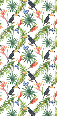 Store enrouleur occultant avec motif toucans sur les fleurs