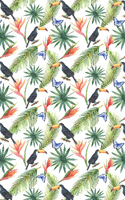 Store enrouleur occultant avec motif toucans sur les fleurs