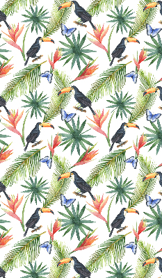 Store enrouleur occultant avec motif toucans sur les fleurs