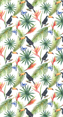 Store enrouleur occultant avec motif toucans sur les fleurs