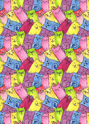Store occultant fenêtre à chats colorés
