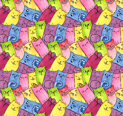 Store occultant fenêtre à chats colorés