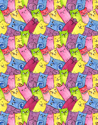 Store occultant fenêtre à chats colorés