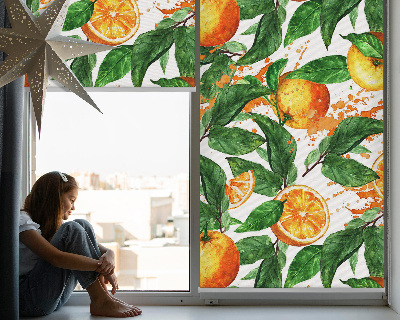 Store fenêtre intérieur avec motif oranges et feuilles