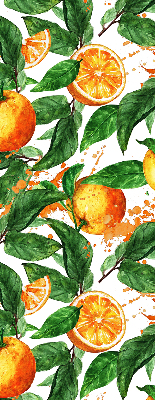 Store fenêtre intérieur avec motif oranges et feuilles