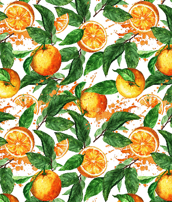 Store fenêtre intérieur avec motif oranges et feuilles