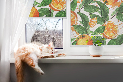 Store fenêtre intérieur avec motif oranges et feuilles