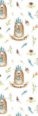 Store occultant fenêtre ours en peluche et plantes