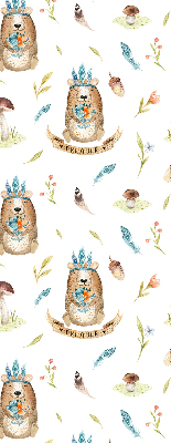 Store occultant fenêtre ours en peluche et plantes