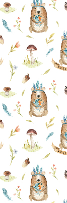 Store occultant fenêtre ours en peluche et plantes