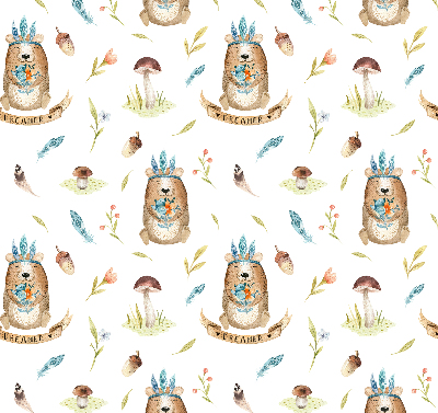Store occultant fenêtre ours en peluche et plantes