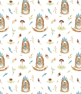 Store occultant fenêtre ours en peluche et plantes