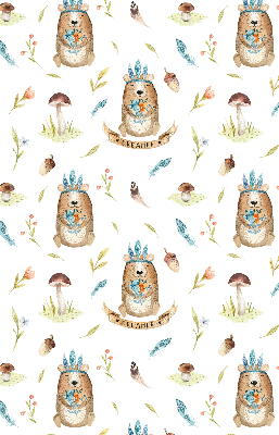 Store occultant fenêtre ours en peluche et plantes