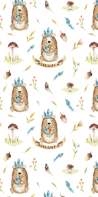 Store occultant fenêtre ours en peluche et plantes