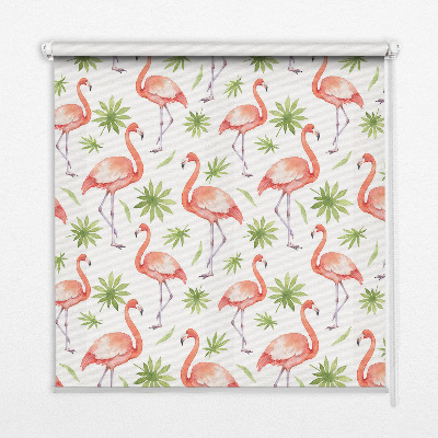 Store fenêtre intérieur avec motif flamant rose et feuilles
