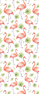 Store fenêtre intérieur avec motif flamant rose et feuilles