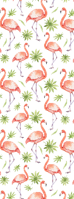 Store fenêtre intérieur avec motif flamant rose et feuilles