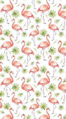 Store fenêtre intérieur avec motif flamant rose et feuilles