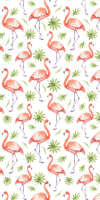 Store fenêtre intérieur avec motif flamant rose et feuilles