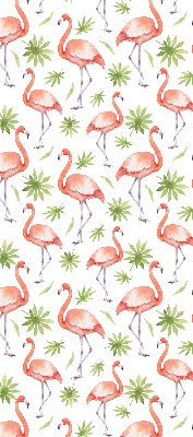Store fenêtre intérieur avec motif flamant rose et feuilles