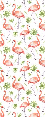 Store fenêtre intérieur avec motif flamant rose et feuilles