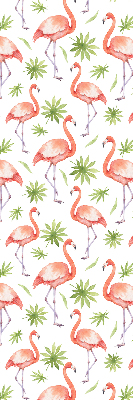 Store fenêtre intérieur avec motif flamant rose et feuilles