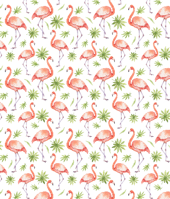 Store fenêtre intérieur avec motif flamant rose et feuilles