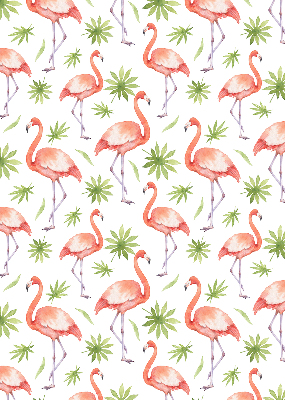 Store fenêtre intérieur avec motif flamant rose et feuilles