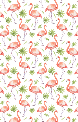 Store fenêtre intérieur avec motif flamant rose et feuilles