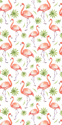 Store fenêtre intérieur avec motif flamant rose et feuilles