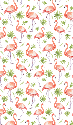 Store fenêtre intérieur avec motif flamant rose et feuilles