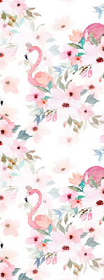 Store enrouleur occultant des flamants roses parmi les fleurs