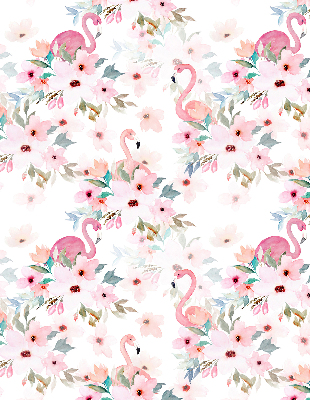 Store enrouleur occultant des flamants roses parmi les fleurs
