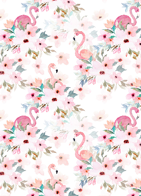Store enrouleur occultant des flamants roses parmi les fleurs