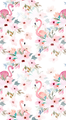 Store enrouleur occultant des flamants roses parmi les fleurs