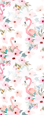 Store enrouleur occultant des flamants roses parmi les fleurs