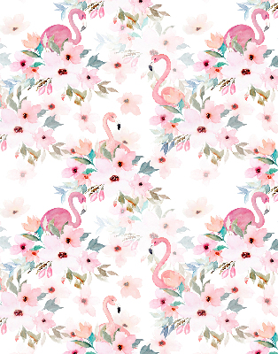 Store enrouleur occultant des flamants roses parmi les fleurs