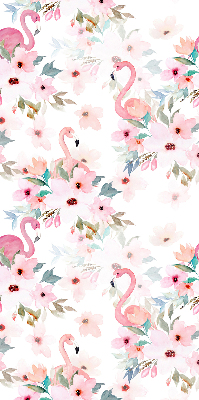 Store enrouleur occultant des flamants roses parmi les fleurs