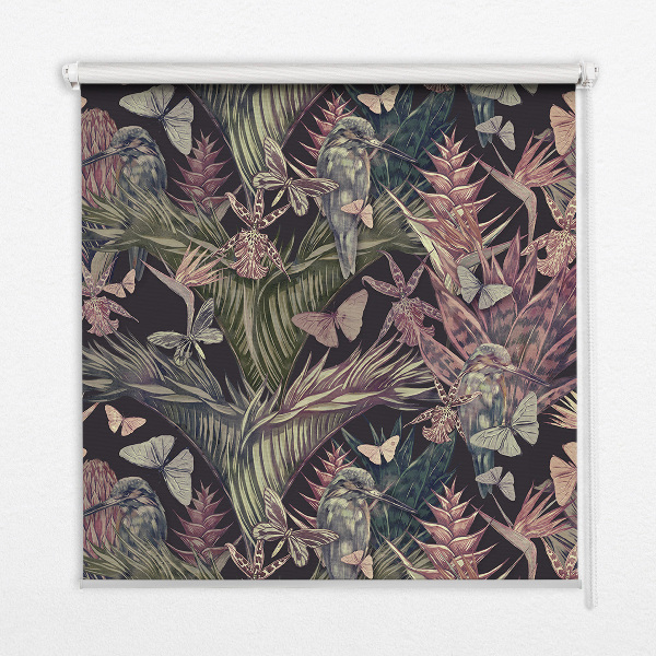 Store occultant fenetre plantes et oiseaux exotiques